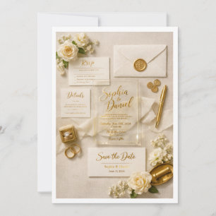 Elegant Acrylic Wedding Invitation Back Design, Go