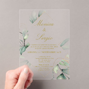 Elegant acrylic Wedding Invitation in Spanish