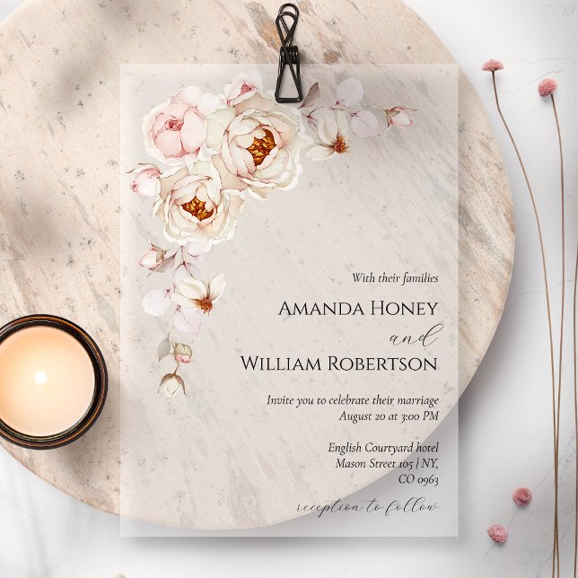  Elegant Acrylic Wedding Invitation with Floral (Creator Uploaded)