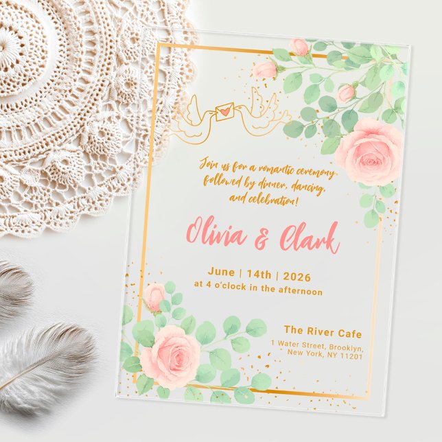 Elegant Acrylic Wedding with Floral Design Acrylic Invitations (Creator Uploaded)
