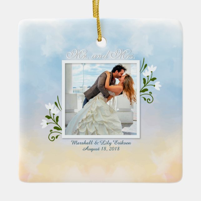 Elegant Add Your Own Photo Wedding | Ornament (Front)