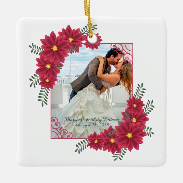 Elegant Add Your Own Photo Wedding | Ornament (Front)