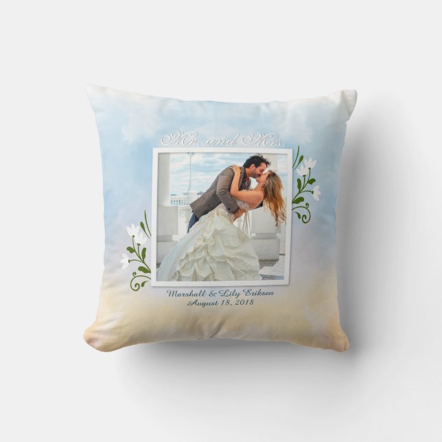 Elegant Add Your Own Photo Wedding Throw Pillow (Front)