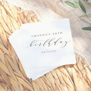 Elegant Adult Birthday Script Calligraphy Napkin