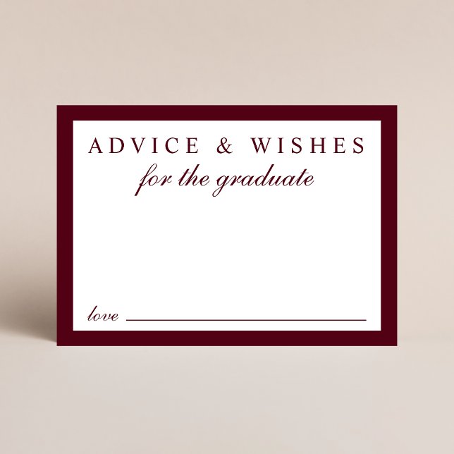 Elegant Advice For Grad Burgundy Gold Graduation Enclosure Card (Creator Uploaded)