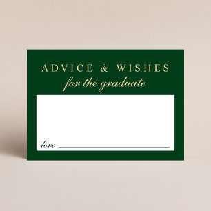 Elegant Advice For Grad Green Gold Graduation Enclosure Card