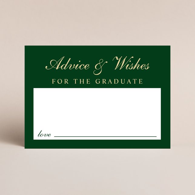 Elegant Advice For Graduate Green Gold Graduation Enclosure Card (Creator Uploaded)