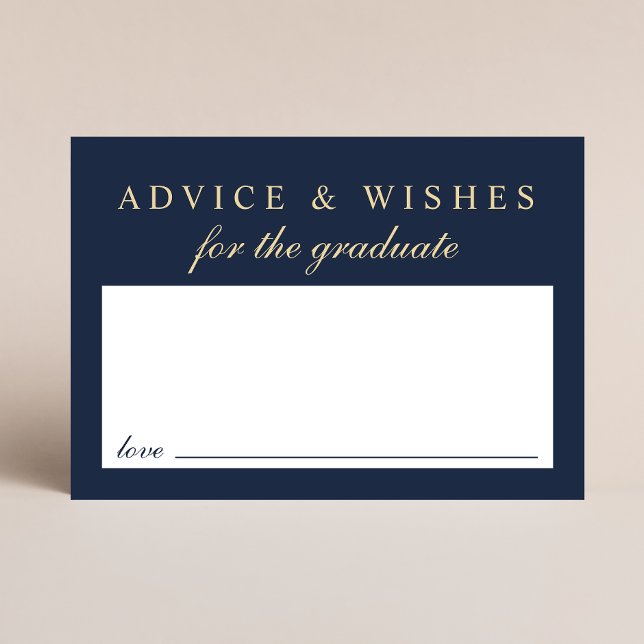Elegant Advice For The Grad Blue Gold Graduation Enclosure Card (Creator Uploaded)