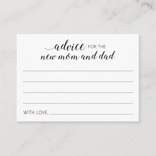 Elegant Advice for the New Mum Dad Baby Shower Card (Front)