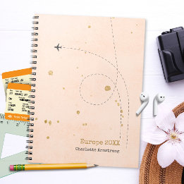 Elegant Aeroplane Name Soft Pink Gold Travel Notebook
