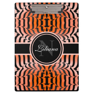 Elegant Aesthetic Orange & Black Tiger Skin Print Clipboard