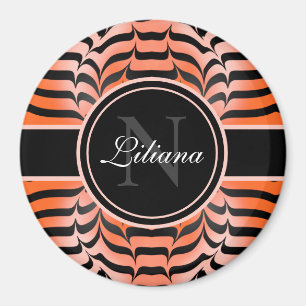 Elegant Aesthetic Orange & Black Tiger Skin Print Magnet