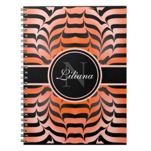 Elegant Aesthetic Orange & Black Tiger Skin Print Notebook