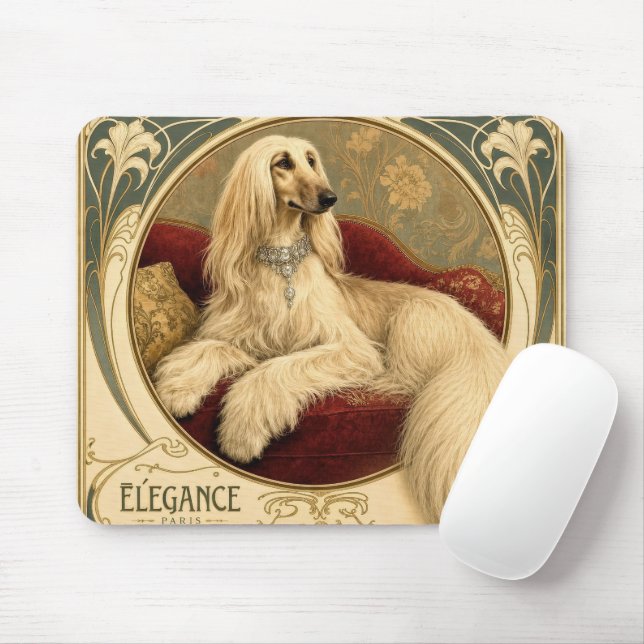 Elegant Afghan Hound Portrait Mouse Pad (With Mouse)