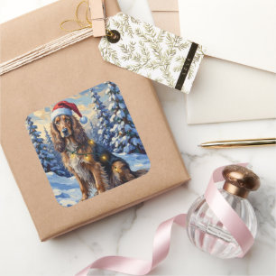 Elegant Afghan Hound Winter Wonderland Christmas Square Sticker