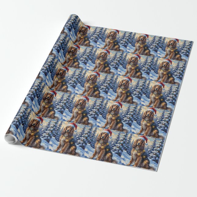 Elegant Afghan Hound Winter Wonderland Christmas Wrapping Paper (Unrolled)
