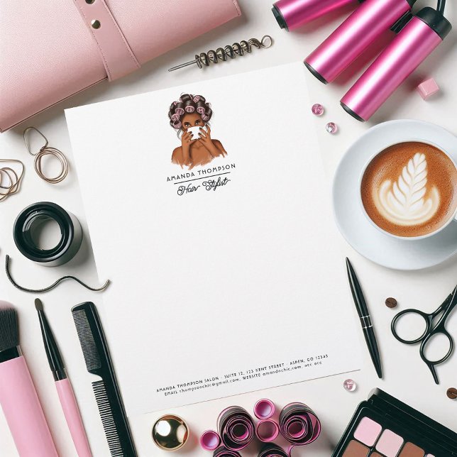 Elegant African American Hair Salon Custom Letterhead (Elegant African American Hair Salon Letterhead)