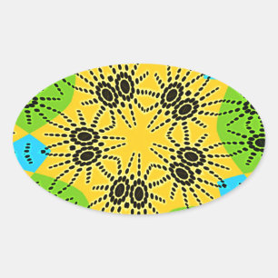 Elegant African-Inspired Spider Traditional Motif  Oval Sticker