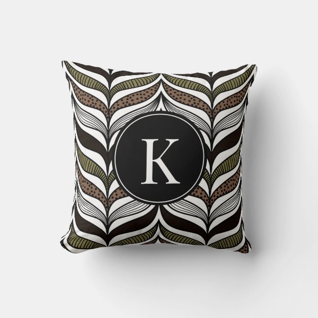 Elegant African Pattern with Custom Monogram Cushion (Front)