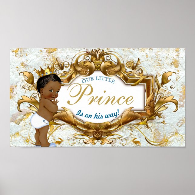 Elegant African Prince White & Gold Marble Poster (Front)