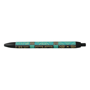 Elegant African Tribal Geometric Pattern  Black Ink Pen
