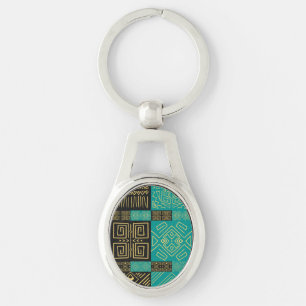 Elegant African Tribal Geometric Pattern Key Ring
