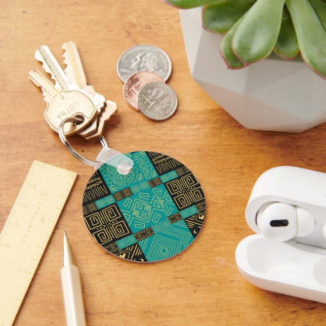 Elegant African Tribal Geometric Pattern  Key Ring (Desk)