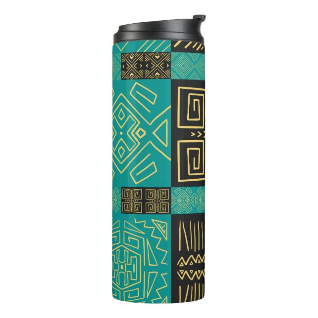 Elegant African Tribal Geometric Pattern  Thermal Tumbler (Rotated Left)