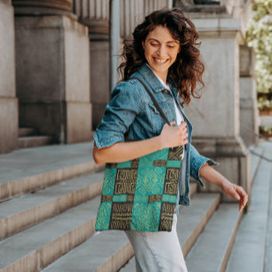 Elegant African Tribal Geometric Pattern Tote Bag