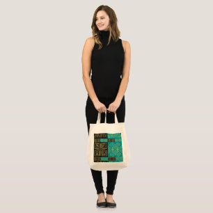 Elegant African Tribal Geometric Pattern Tote Bag