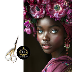 Elegant African Woman Burgundy Floral Decoupage Tissue Paper