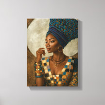 Elegant African Woman with Blue Headwrap