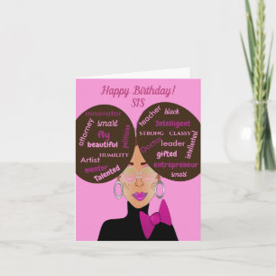 Elegant Afro American Sister Birthday Card