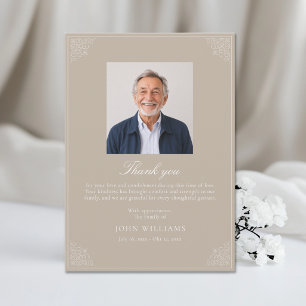 Elegant After Funeral Memorial Sympathy Photo Thank You Card