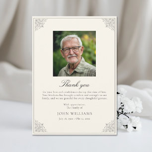 Elegant After Funeral Memorial Sympathy Photo Thank You Card