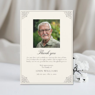 Elegant After Funeral Memorial Sympathy Photo Thank You Card