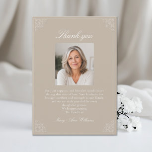 Elegant After Funeral Memorial Sympathy Photo Thank You Card