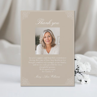 Elegant After Funeral Memorial Sympathy Photo Thank You Card
