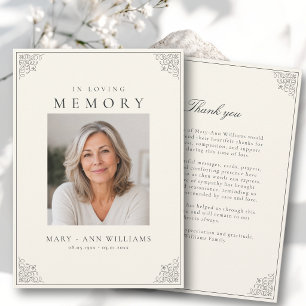 Elegant After Funeral Memorial Sympathy Photo Thank You Card