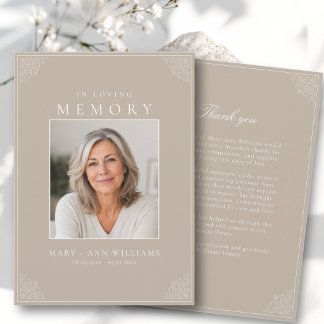 Elegant After Funeral Memorial Sympathy Photo Thank You Card