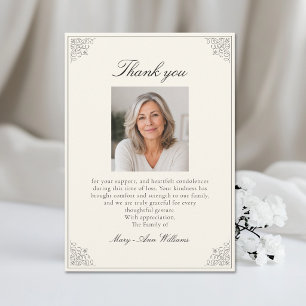Elegant After Funeral Memorial Sympathy Photo Thank You Card