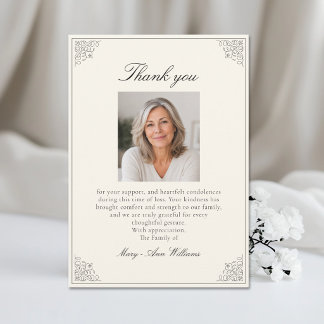 Elegant After Funeral Memorial Sympathy Photo Thank You Card