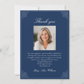 Elegant After Funeral Memorial Sympathy Thank You Card