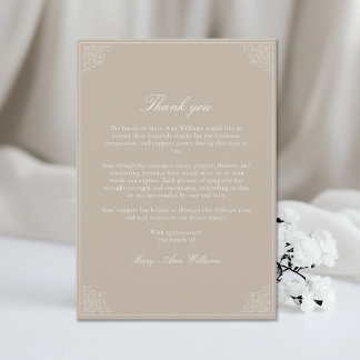 Elegant After Funeral Memorial Sympathy Thank You Card