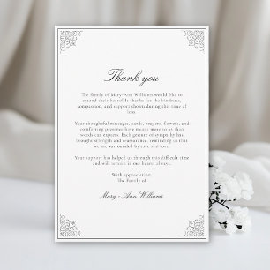 Elegant After Funeral Memorial Sympathy Thank You Card