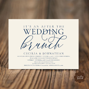 Elegant After The Wedding Brunch Navy Blue Ivory Invitation