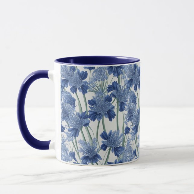 Elegant Agapanthus Floral Mug (Left)