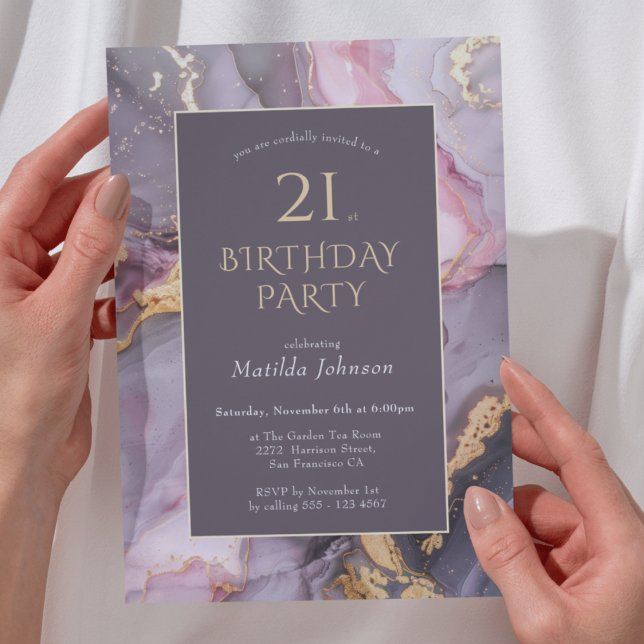 Elegant Agate 21st Birthday Party Invitation (Elegant Agate 21st Birthday Party Invitation)