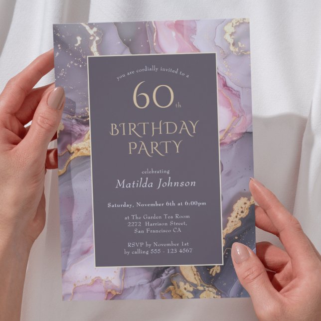 Elegant Agate 60th Birthday Party Invitation (Elegant Agate 60th Birthday Party Invitation)