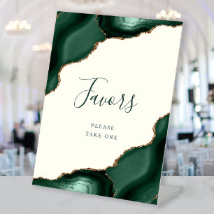 Elegant Agate Emerald Green Ivory Wedding Favours Pedestal Sign